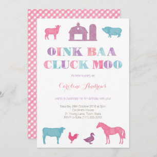 Convite festa do zoo, velha garota da fazenda macdonald