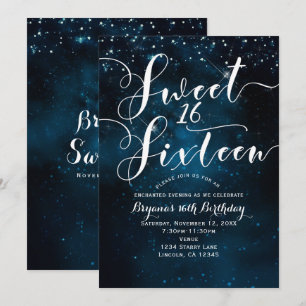 Convite FESTA DOCE 16 Dezesseis Estrelas Celestiais Céu Az