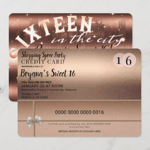 Convite Festa Doce 16 Limusine Cidade Compras Rose Gold