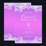 Convite Festa Doce 16 Renda Rosa Roxo e Branco<br><div class="desc">Personalize para qualquer evento</div>