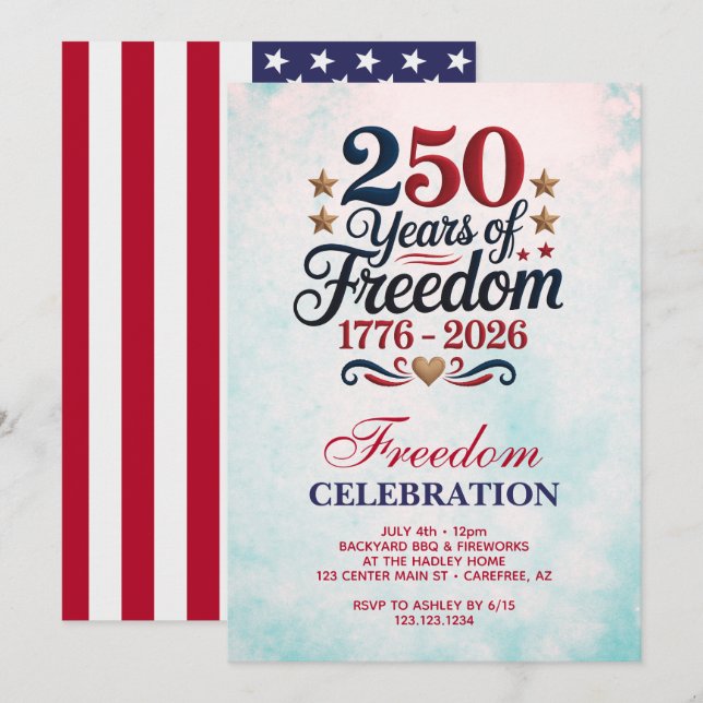 Convite Festa dos 250 Anos da América (Frente/Verso)
