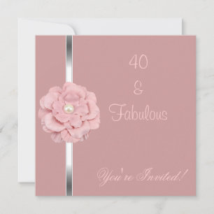 Convite Festa dos 40 anos Fabulosa Flor Pérola Branca Rosa