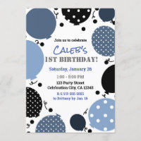 Festa dos Balões de Bolinhas Azul e Preto