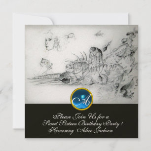 Convite FESTA DOS DOZE ANOS DE CONCHAS Monograma Safira