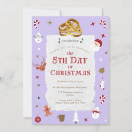 Convite Festa dos Ouros dos Anéis dos Cinco 5 de Natal