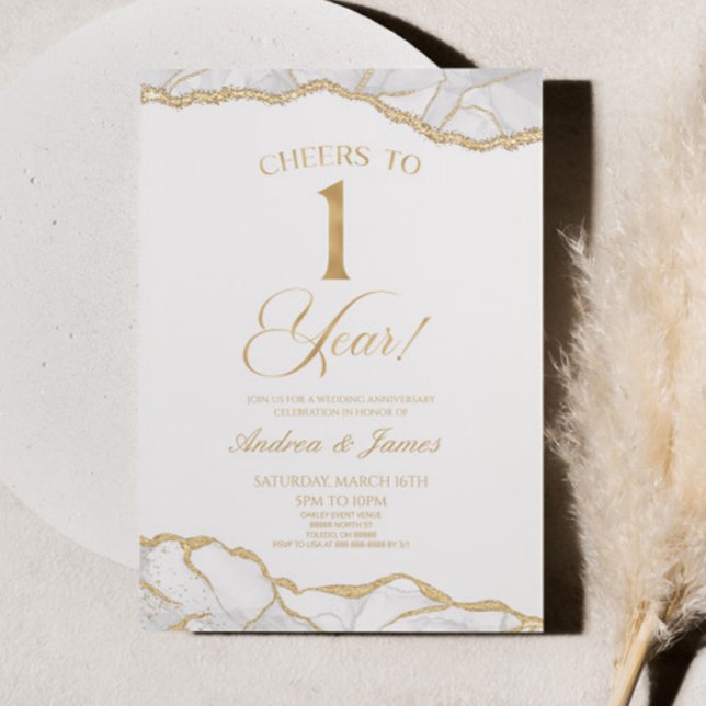 Convite Festa Dourada Branca do Aniversário de Casamento 1 (Criador carregado)