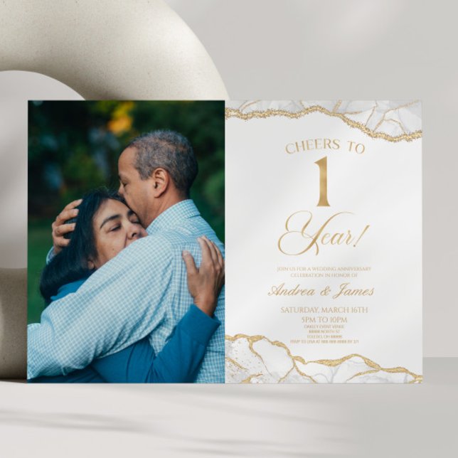 Convite Festa Dourada Branca do Aniversário de Casamento 1 (Criador carregado)