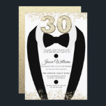 Convite Festa Dourada de aniversário de 30 anos de Terno d<br><div class="desc">Aniversário de 30 anos Black Tuxedo Suit Dourado Mens Variações do Convite de festas para o convite e itens correspondentes em nossa loja</div>