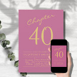 Convite Festa Dourada de aniversário de 40 anos Rosa 40<br><div class="desc">Celebre o marco importante de virar quarenta com nosso convite de festas exclusivo de cor rosa e aniversário de 40 anos de ouro. Este convite saboroso apresenta um fundo rosa luxuoso e um roteiro de ouro encantador, fazer a maneira perfeita de fazer seus convidados se sentirem especiais e marcar o...</div>