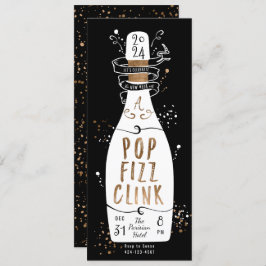 Convite Festa Dourada de Ano Novo Fizz Clink para o Pop de