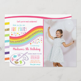 Convite Festa Dourada De Arte Arco Arco-Íris Vestida Por U