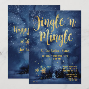 Convite Festa Dourada de Feriado do Woodland Winter Jingle