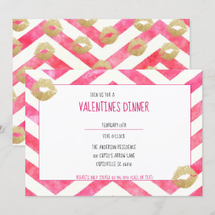 Convite Festa Dourada de Lábios de Namorados de Chevron R