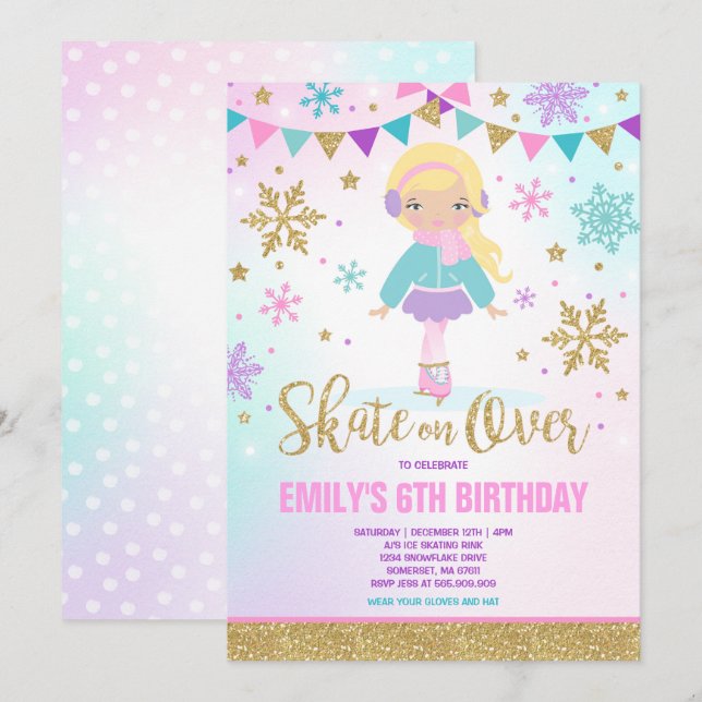 Convite Festa Dourada de Pele de Gelo com Concurso (Frente/Verso)