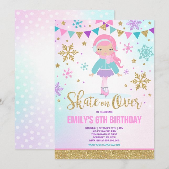 Convite Festa Dourada de Pele de Gelo com Concurso (Frente/Verso)