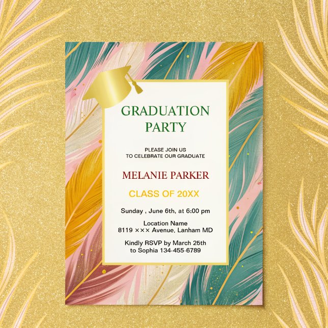 Convite Festa Dourada de Teto Rosa (Criador carregado)