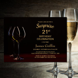 Convite Festa Dourada de Vidro de aniversário de 21 anos d