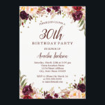 Convite Festa Dourada Elegante de aniversário de 30 anos F<br><div class="desc">Convites florais mais bonito para a Loja Little Bayleigh!</div>