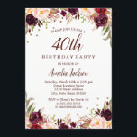 Convite Festa Dourada Elegante de aniversário de 40 anos F<br><div class="desc">Convites florais mais bonito para a Loja Little Bayleigh!</div>