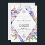 Convite Festa Dourada Floral, Roxo Elegante, 16<br><div class="desc">Bonito flores roxas e douradas criam uma estrutura moderna em forma de diamante em volta de seus detalhes de festa Sweet 16.</div>