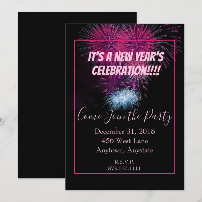 Convite Festa e Celebrações de Ano Novo (Frente/Verso)