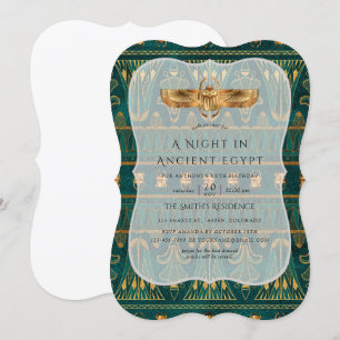 Convite Festa Egípcia com papel alumínio dourado e azul