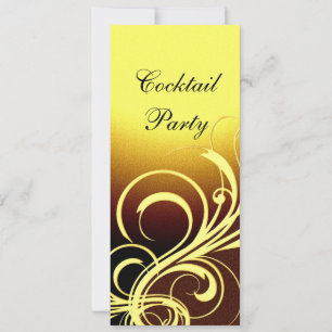 Convite Festa Elegante Amarelo Dourado Marrom Flor