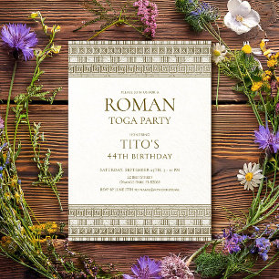 Convite Festa elegante com toga romana com elementos de pe
