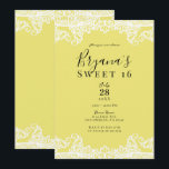 Convite Festa Elegante de 16 Anos Amarelo e Renda Branca<br><div class="desc">Personalize para qualquer evento</div>