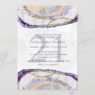 Convite Festa Elegante De aniversário de 21 anos Azul E D