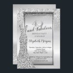 Convite Festa Elegante de aniversário de 40 anos de Vestid<br><div class="desc">Vestido elegante de luz prateada e confete no fundo brilhante de bokeh ombre.</div>