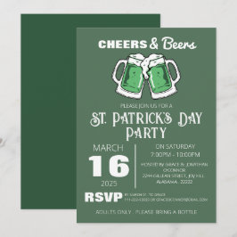 Convite Festa Elegante de Dia de São Patrício com Trevo Ve