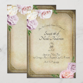Convite Festa Elegante de Floral Vintage de Conto de Fadas