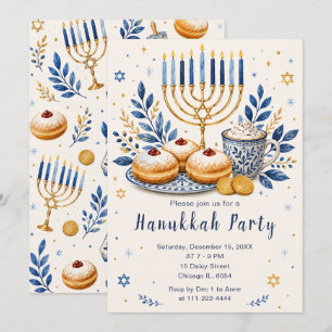 Convite Festa Elegante de Hanukkah