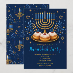 Convite Festa Elegante de Hanukkah