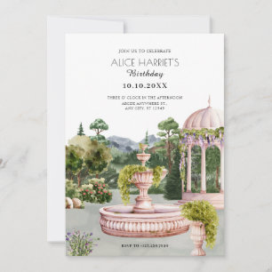 Convite Festa elegante de jardim verde estética de aquarel