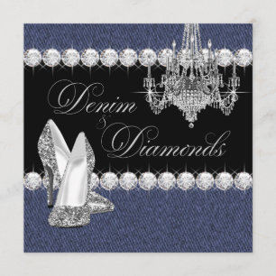 Convite Festa Elegante de Jeans e Diamantes