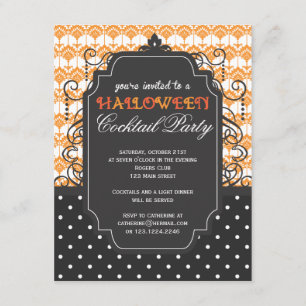 Convite Festa Elegante de Malask Halloween Cocktail