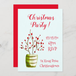 Convite Festa elegante de Natal das Berries de Natal