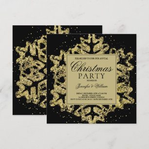 Convite Festa Elegante de Natal Elegante Dourada e Negra e