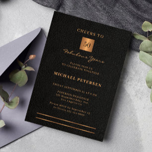 Convite festa elegante de ouro negro de 50 anos