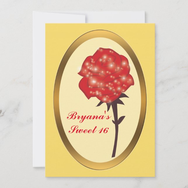 Convite Festa Elegante de Rosa Encantada de Lágrimas Verme (Frente)