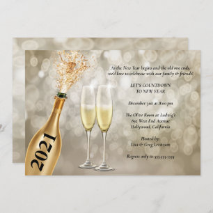 Convite Festa Elegante de Véspera de ano novo das Luzes Bo