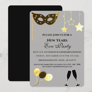 Convite Festa Elegante De Véspera de ano novo Preta E Dou