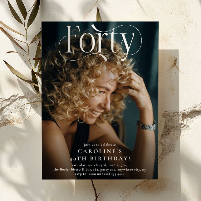 Convite Festa Elegante do aniversário de 40 anos de Fotogr (Criador carregado)