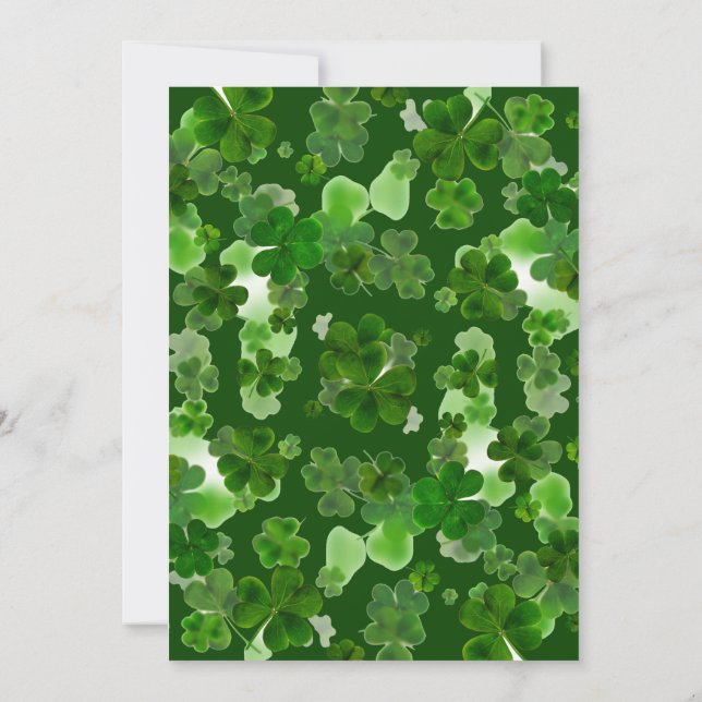 Convite Festa Elegante do Dia de São Patrício com Trevo Ve (Verso)