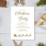Convite Festa Elegante Dourada de Natal Personalizada<br><div class="desc">Celebre os feriados em estilo com este convite de festas de Natal branco, elegante e personalizado! Apresentando um Papai Noel festivo cavalgando um design de elemento vetor de trenó em ouro e um roteiro de frase da festa de Natal em sotaque de ouro, este convite certamente impressionará seus convidados. O...</div>