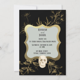 Convite Festa Elegante Dourada do Dia das Bruxas