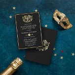 Convite Festa Elegante Dourada e Mascarada Negra Doce 16<br><div class="desc">Elegante Dourado & Black Mascarada Doce 16 Convites de festas por Eugene_Design.</div>