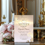 Convite Festa Elegante Dourada Tiara Sweet Diamantes 16<br><div class="desc">Convite de festas elegante 16.</div>